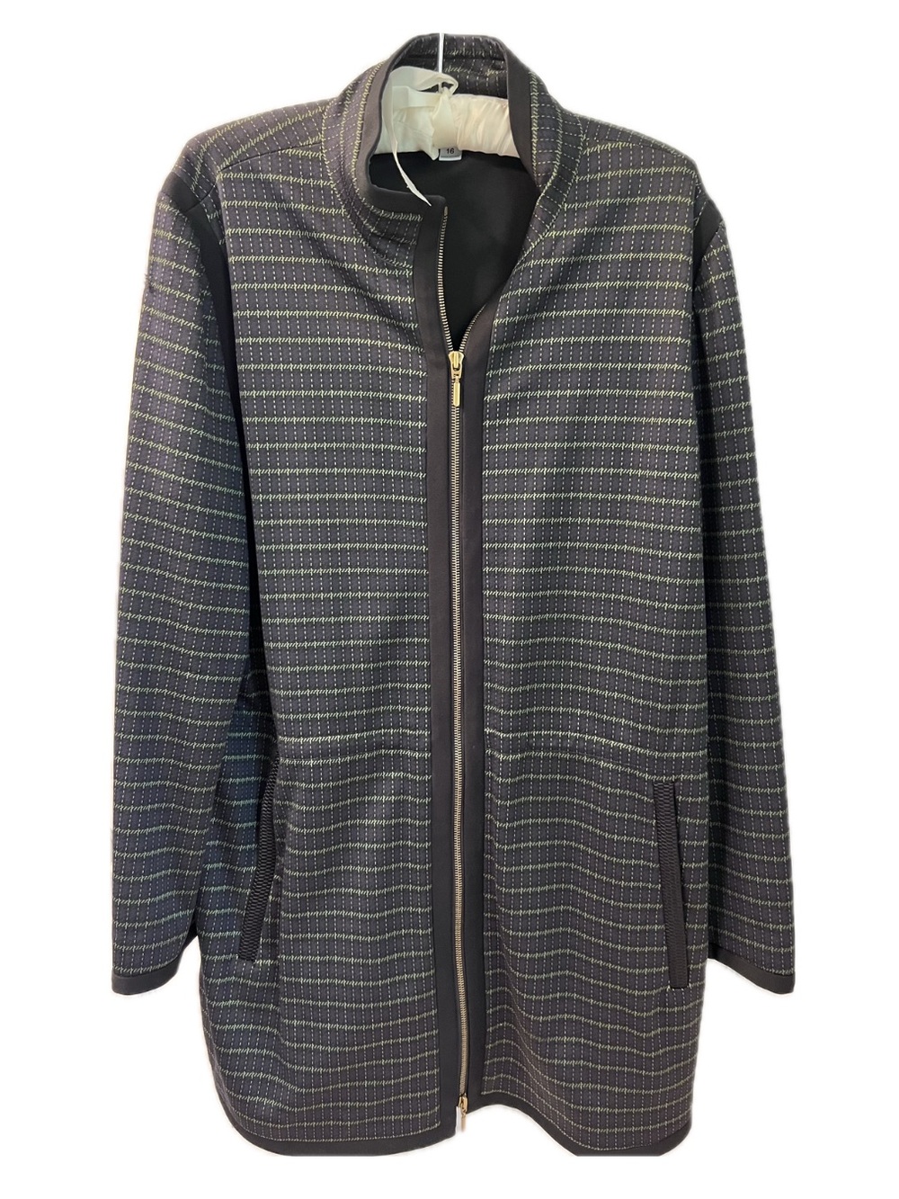 Carlisle Charcoal Gray Patterned Zip-Front Jacket